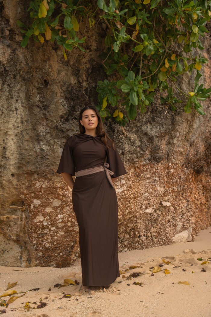 Swimss wrap skirt dark chocolate & taupe LET OP! DEZE ROK IS PRE-ORDER!