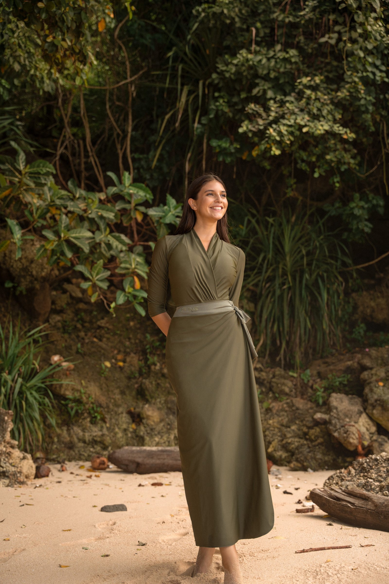 Swimss wrap skirt olive green