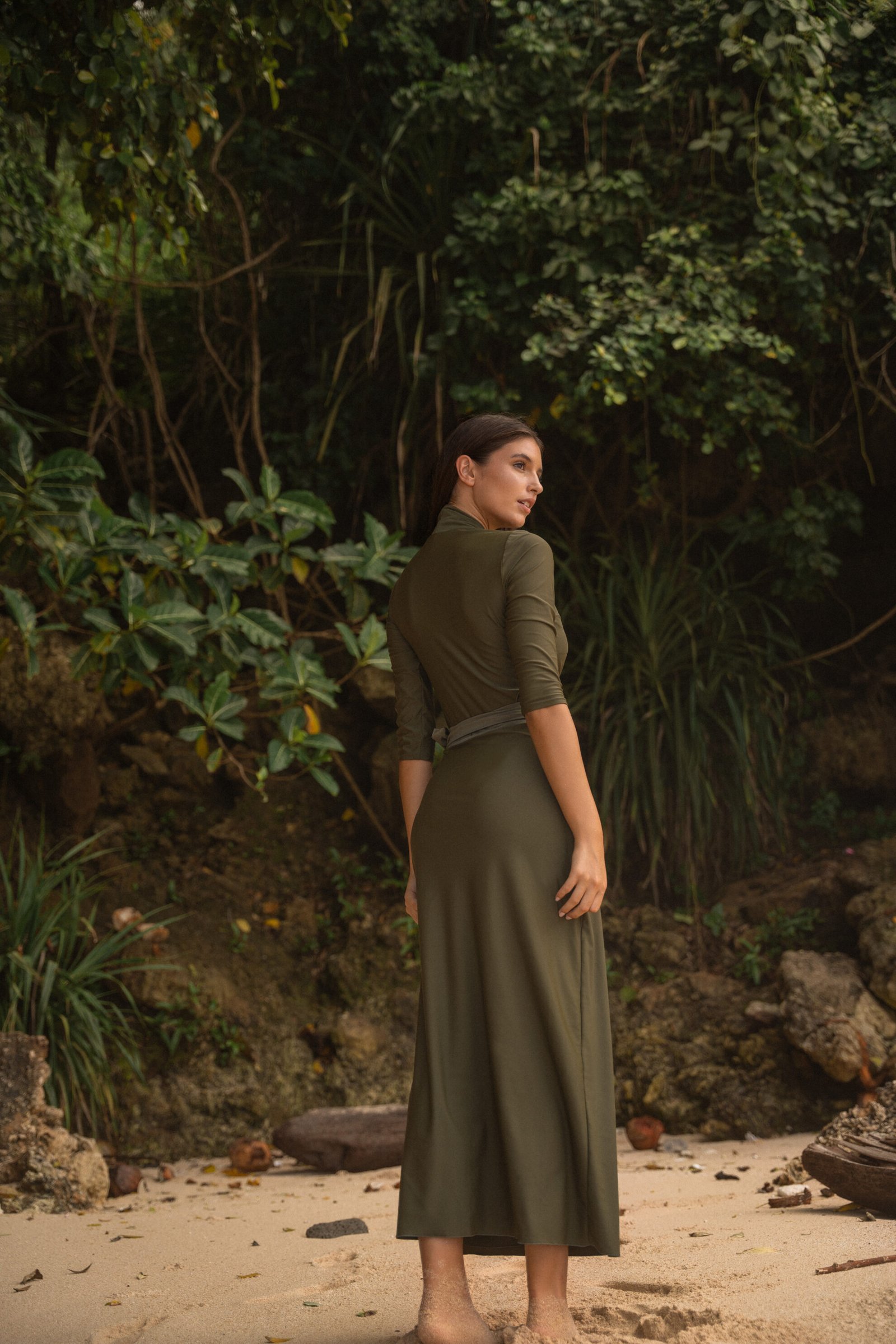 Swimss wrap skirt olive green - Image 3