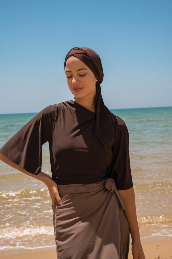 Twist Swimming Scarf Dark Brown